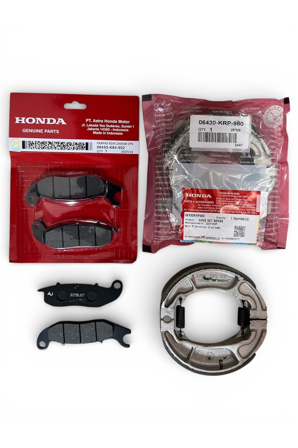 HONDA PCX ORJİNAL FREN BALATA TAKIMI ÖN BALATA + ARKA BALATA TAKIM PCX 2021 / 2022 / 2023 / 2024