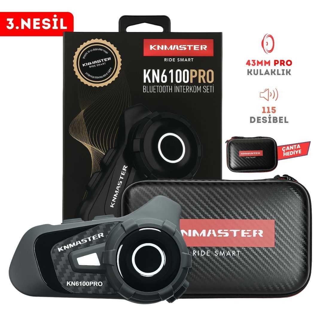 Knmaster KN6100 PRO Motosiklet Kask İnterkom Seti - Karbon Siyah