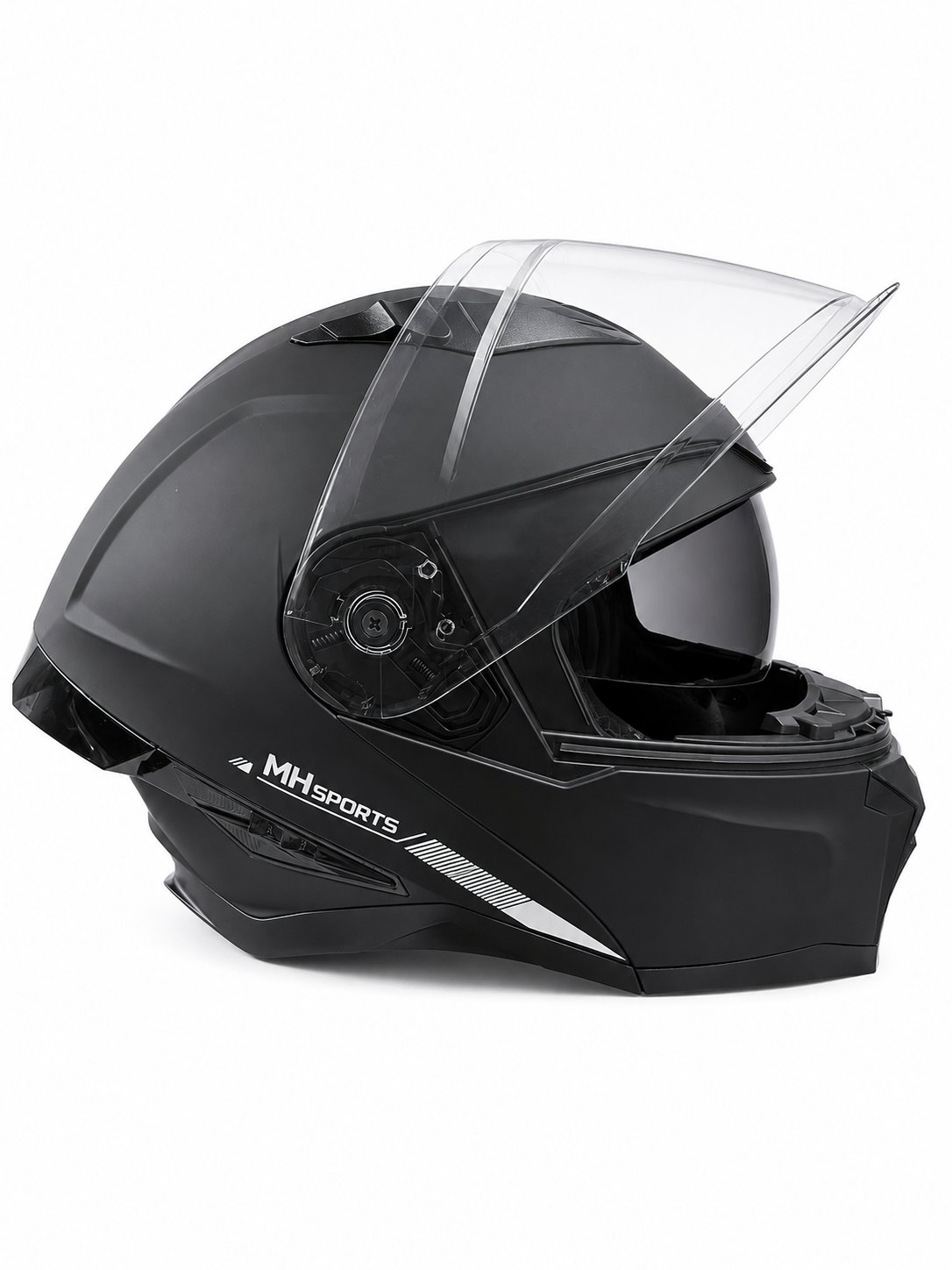MAT SİYAH MOTOSİKLET KASKI ÇENE AÇILIR [GÜNEŞ VİZÖRLÜ] MH HELMET 