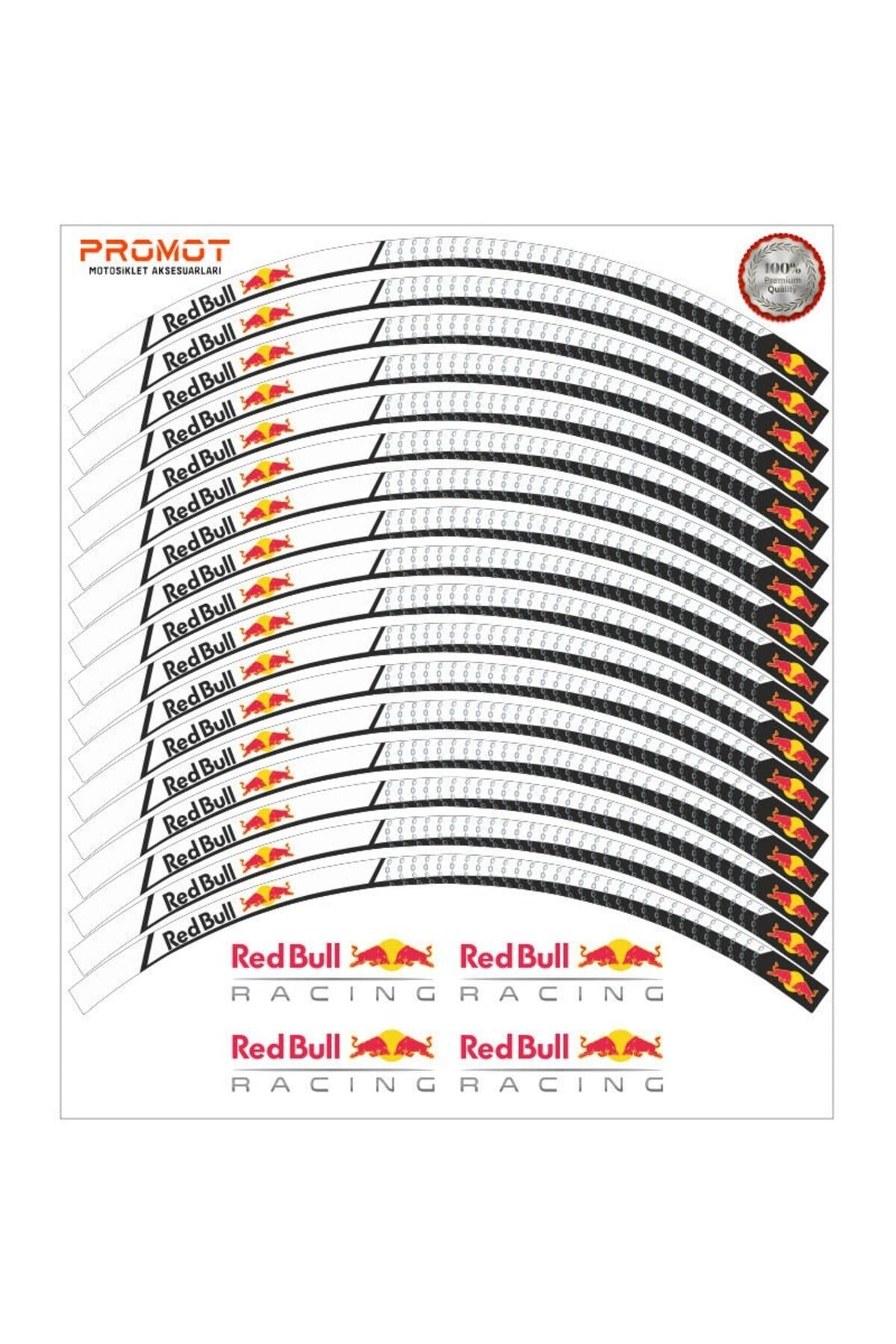 MOTOSİKLET JANT ŞERİDİ BEYAZ REDBULL UNİVERSAL