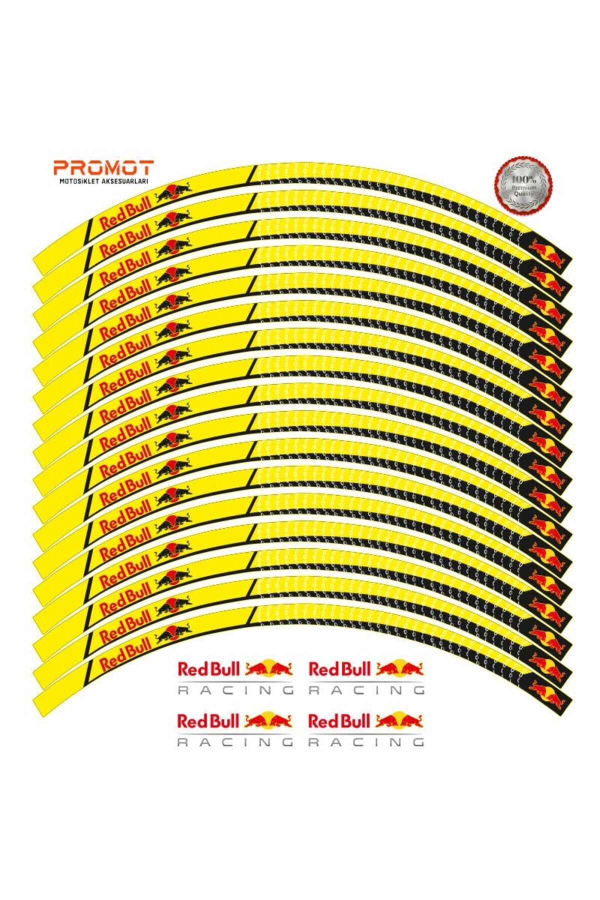MOTOSİKLET JANT ŞERİDİ SARI REDBULL UNİVERSAL