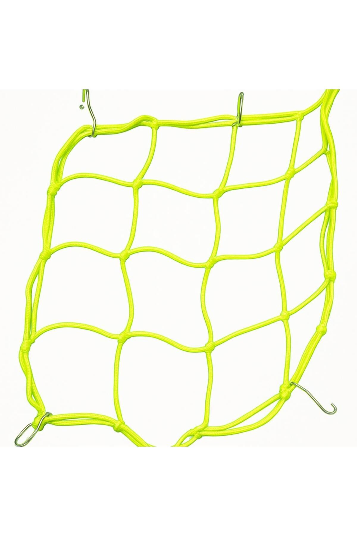 Motosiklet Kask Filesi – 6 Kanca | Neon Sarı | 1 Metre Esneyebilir Uyumlu