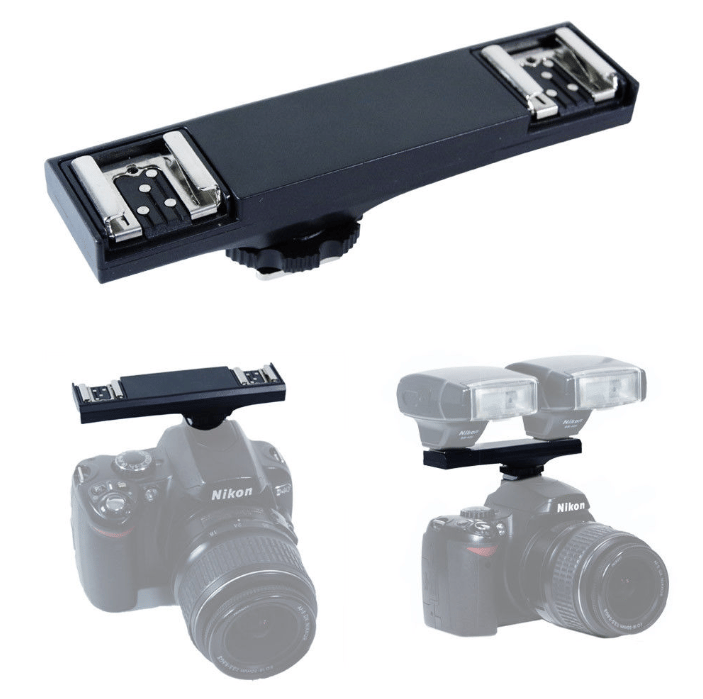 Flaş tetikleyici Destekli Çiftli Flaş Tutucu For Nikon,