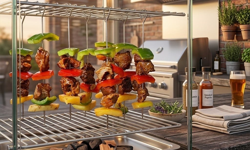 Airfryer, Fırın ve Mangal Uyumlu Paslanmaz Çelik Izgara Şiş Seti