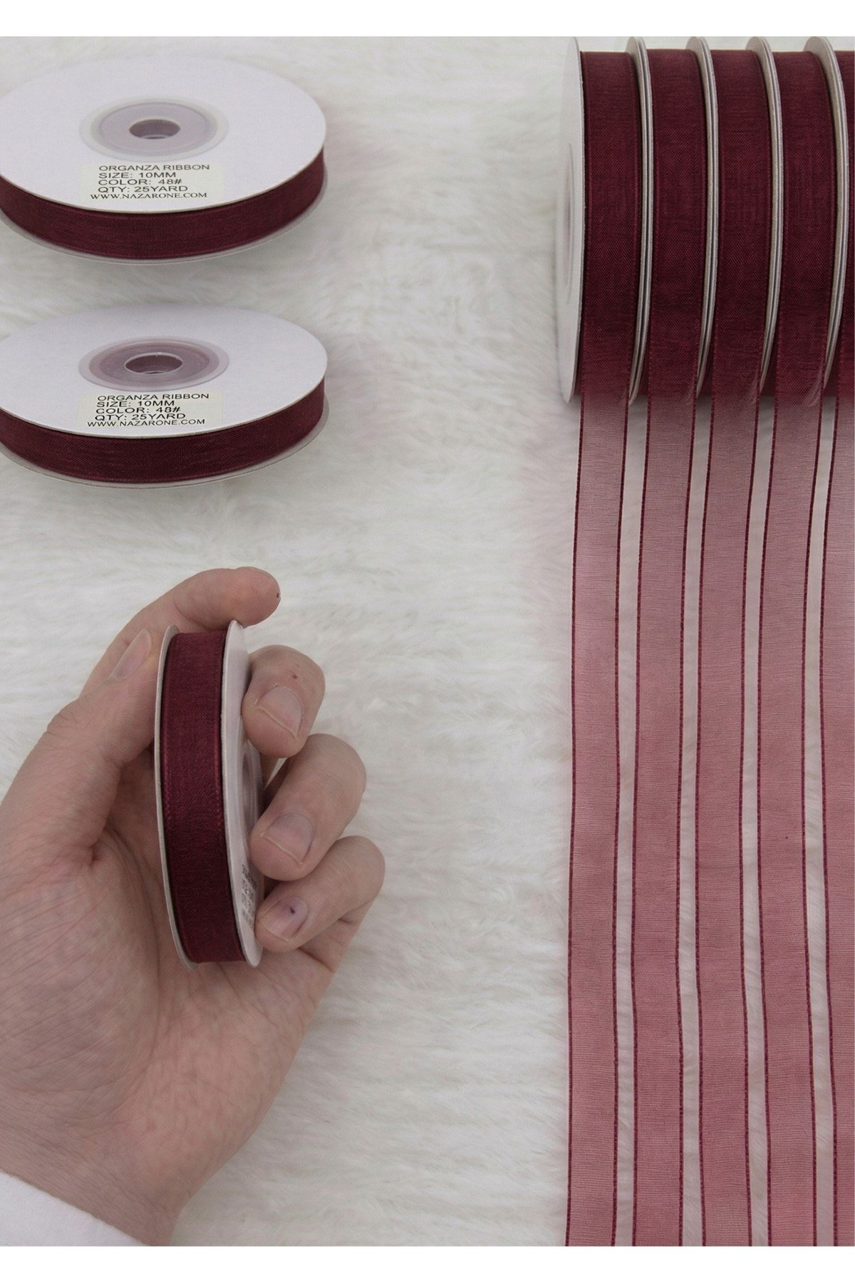 Organze Kurdele 1cm/23mt-bordo(1007)