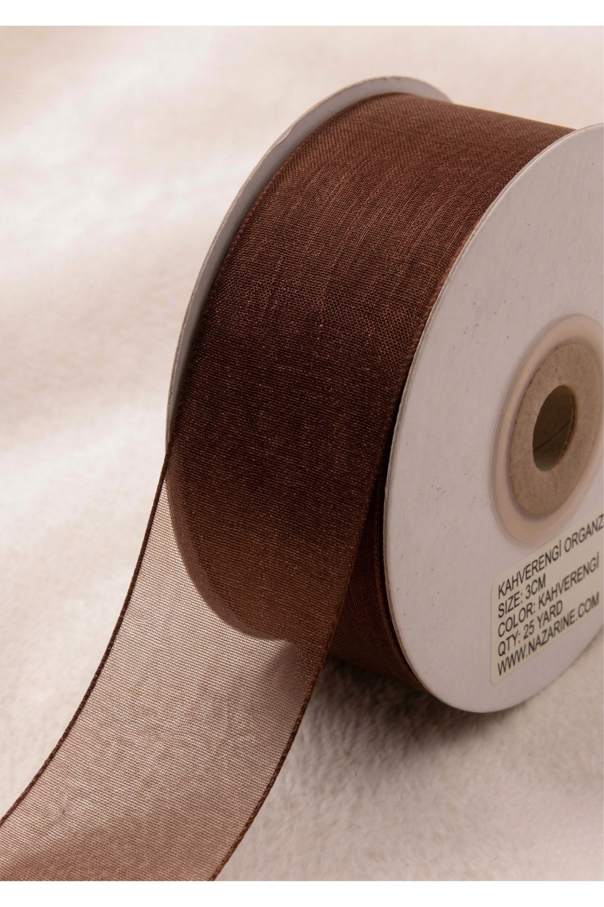 Organze Kurdele 3cm-23mt-kahverengi(208)