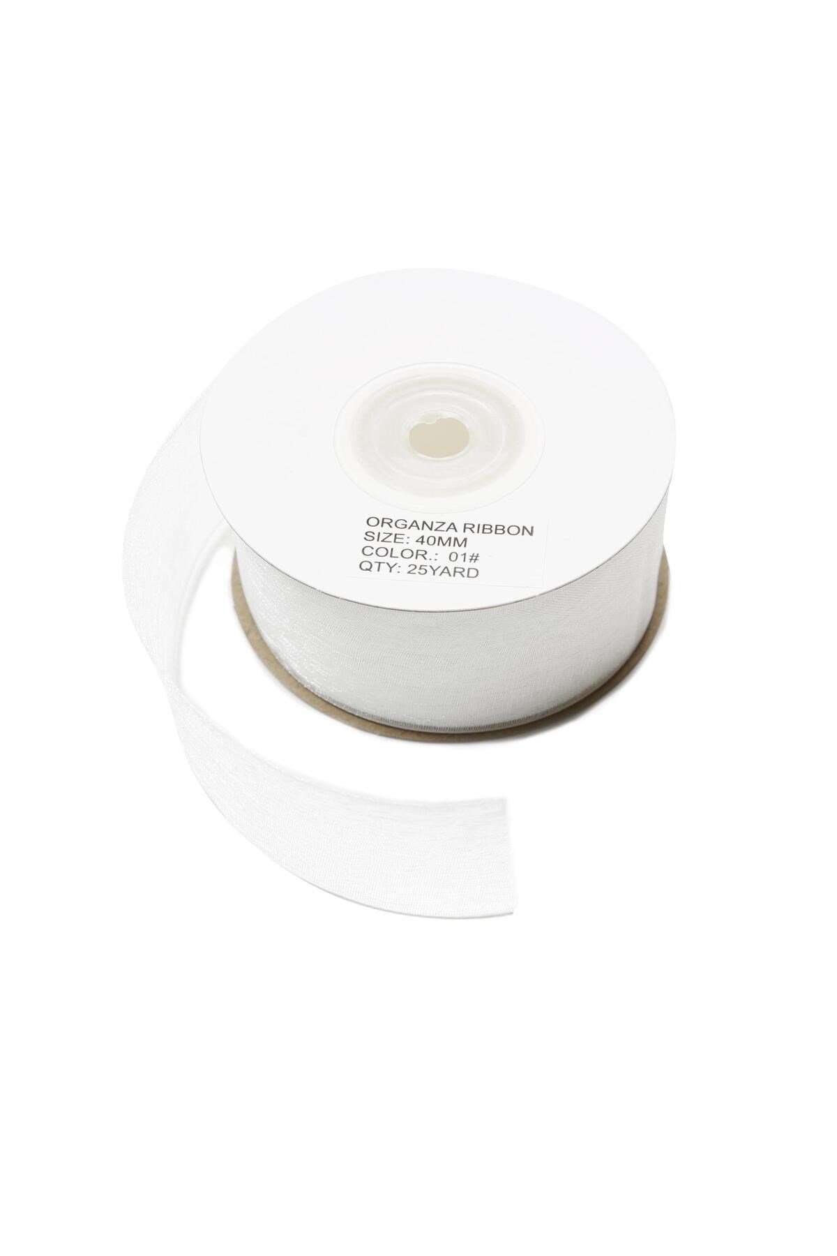 Organze Kurdele 4cm-23mt-beyaz(101)