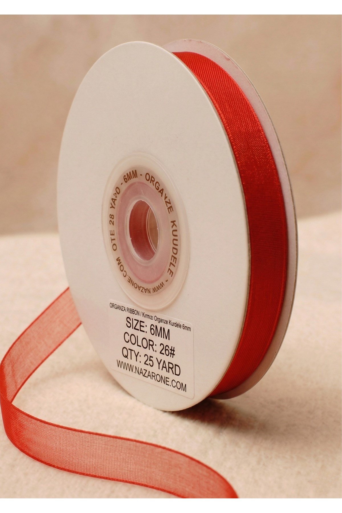 Organze Kurdele 6mm/23mt-kırmızı(1102)
