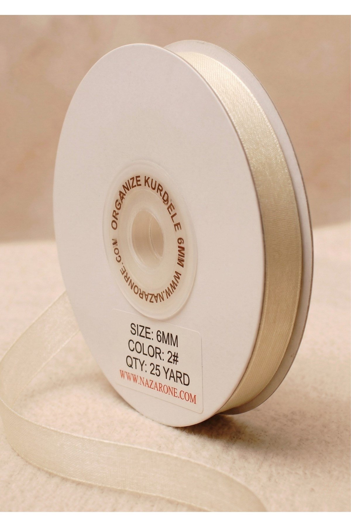 Organze Kurdele 6mm/23mt-krem(103)