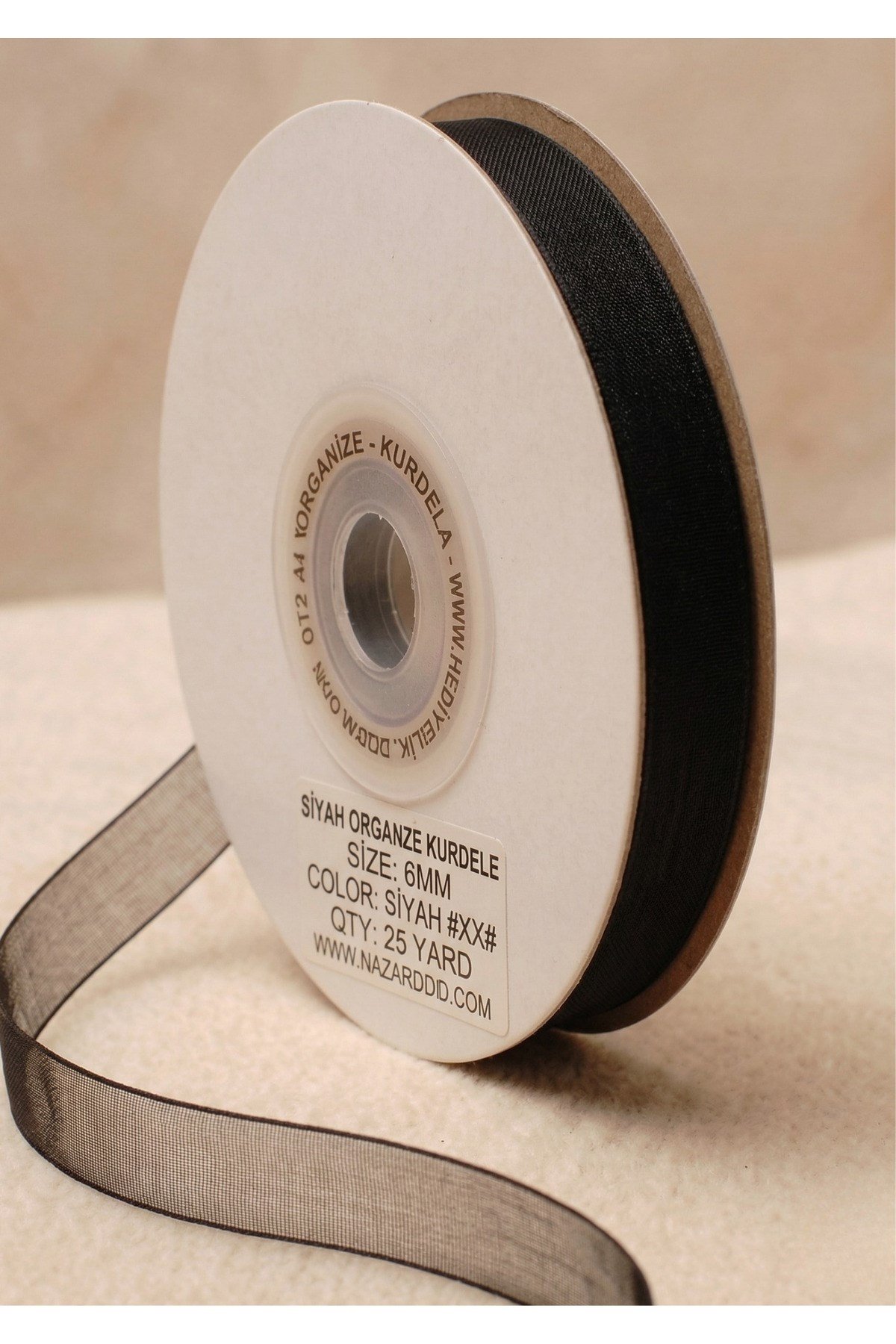 Organze Kurdele 6mm/23mt-siyah(1812)