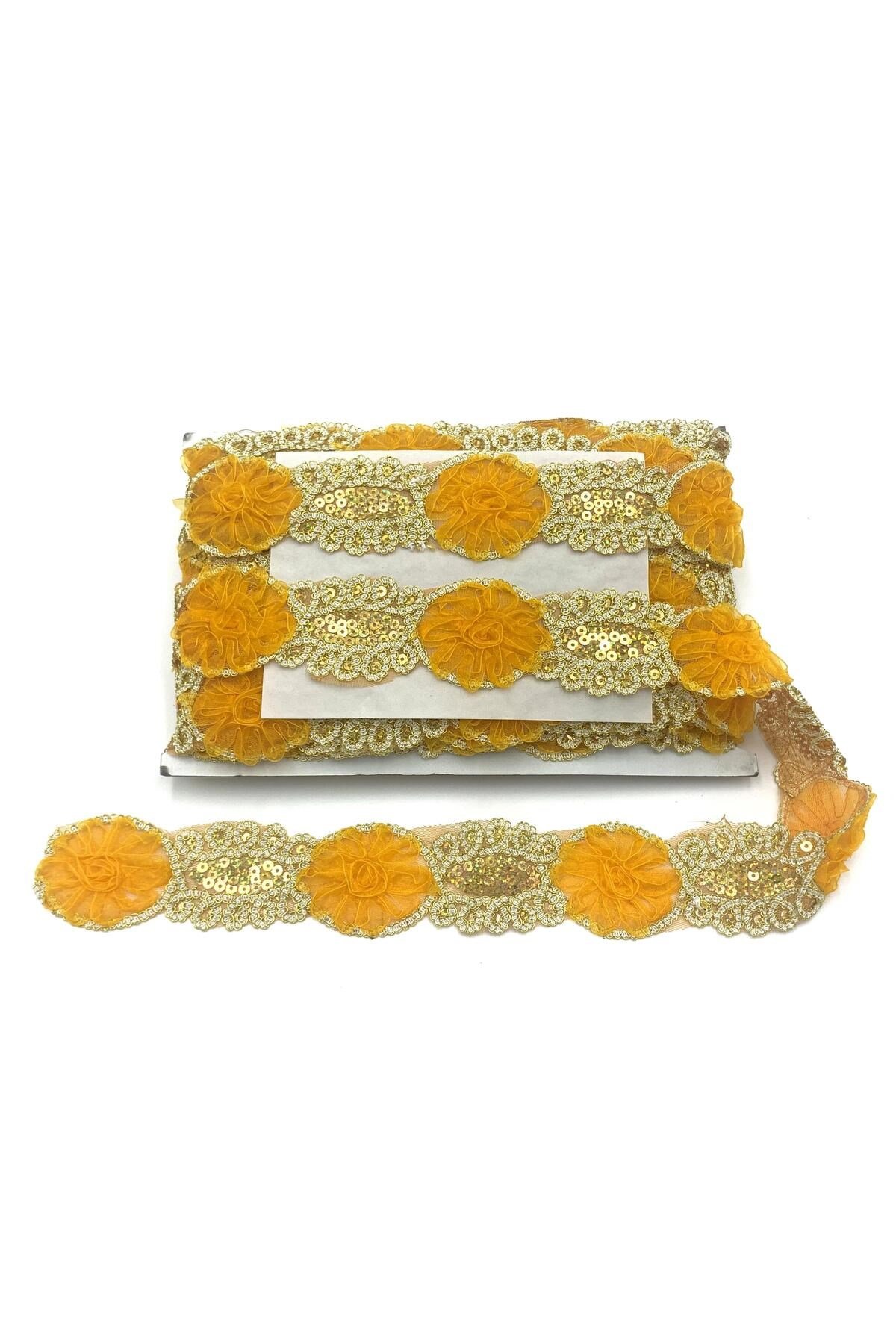 Organze Pul Dantel 3717a(a8-1643) 13,5mt-sarı