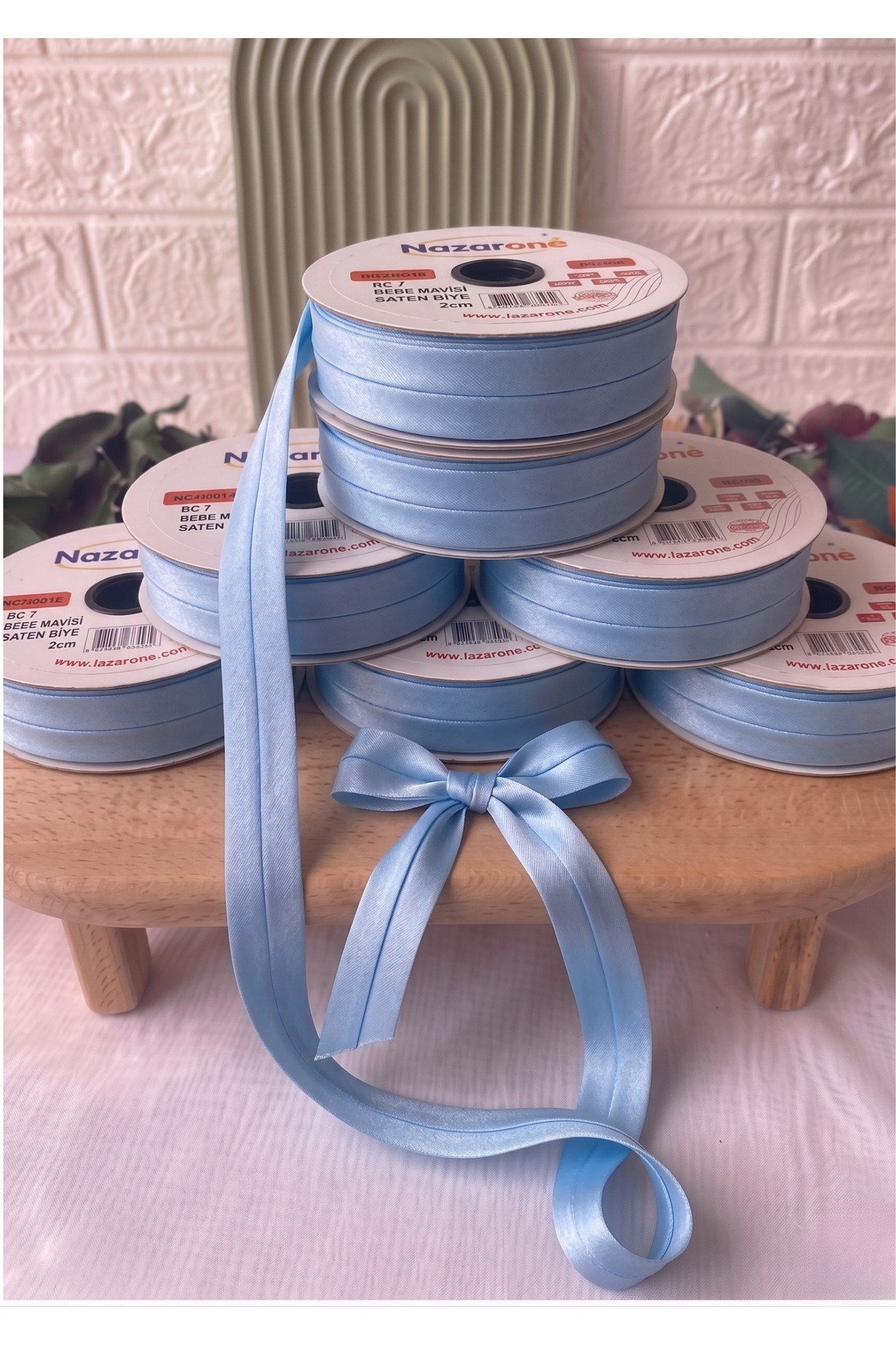 Saten Biye 2cm- 25mt- Bebe Mavisi