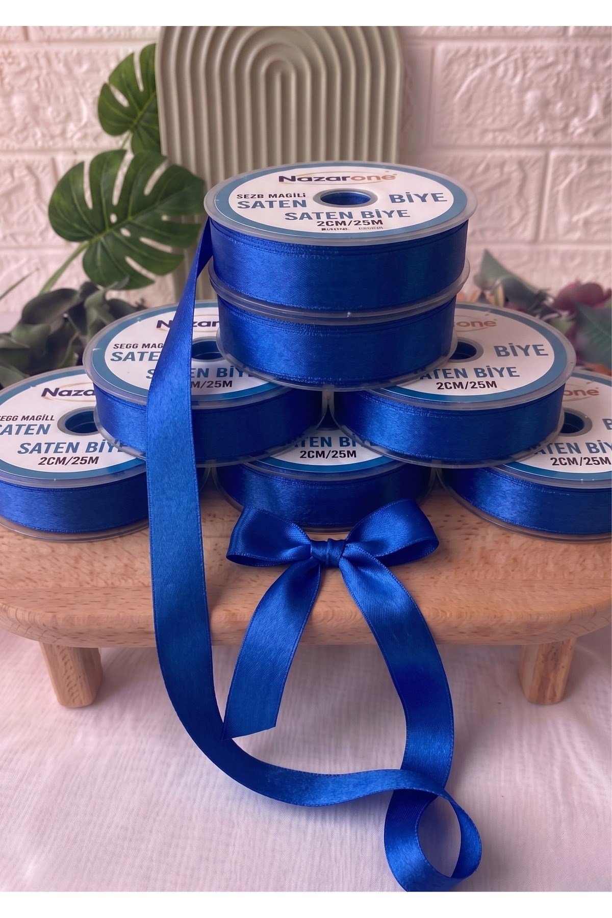 Saten Biye 2cm- 25mt- Sax Mavi