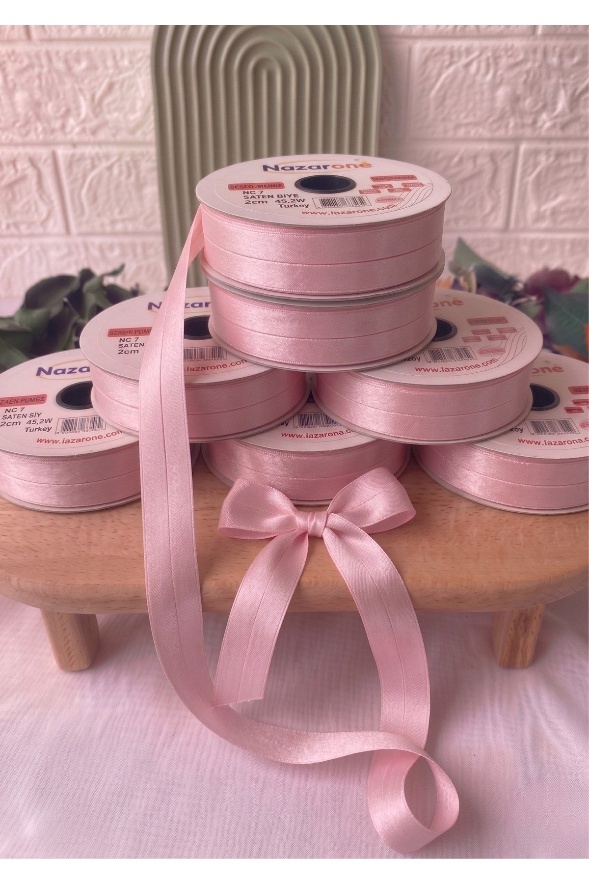 Saten Biye 2cm- 25mt- Şeker Pembe