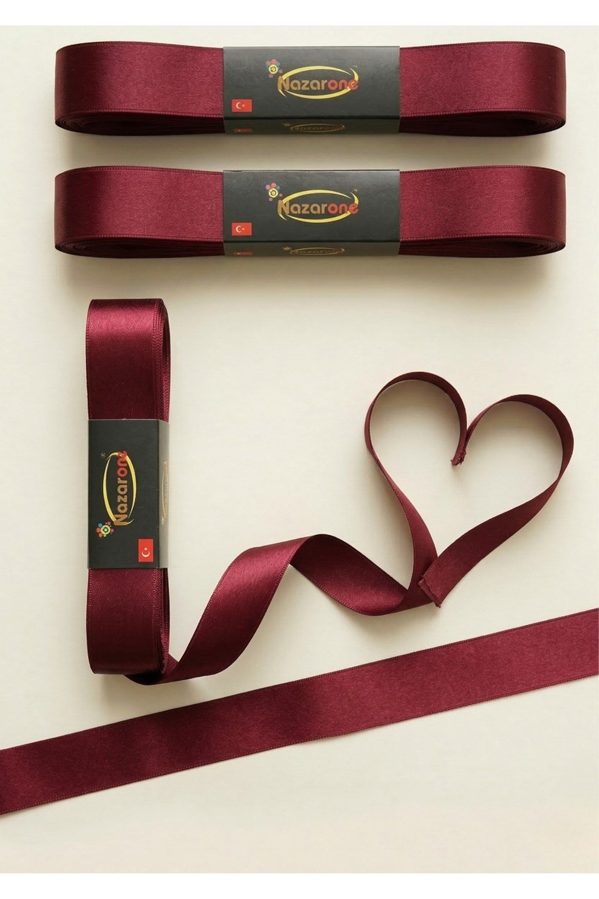Saten Kurdele 1cm-10mt-bordo(1007)