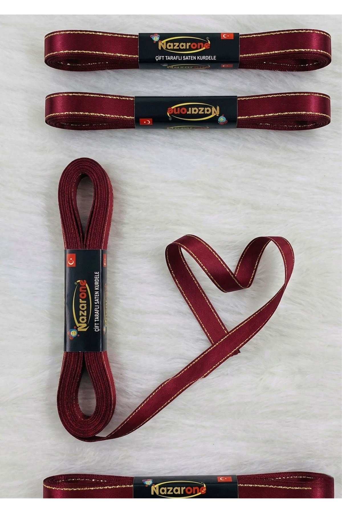 Saten Simli Kurdele 1cm-10mt-bordo(1007)