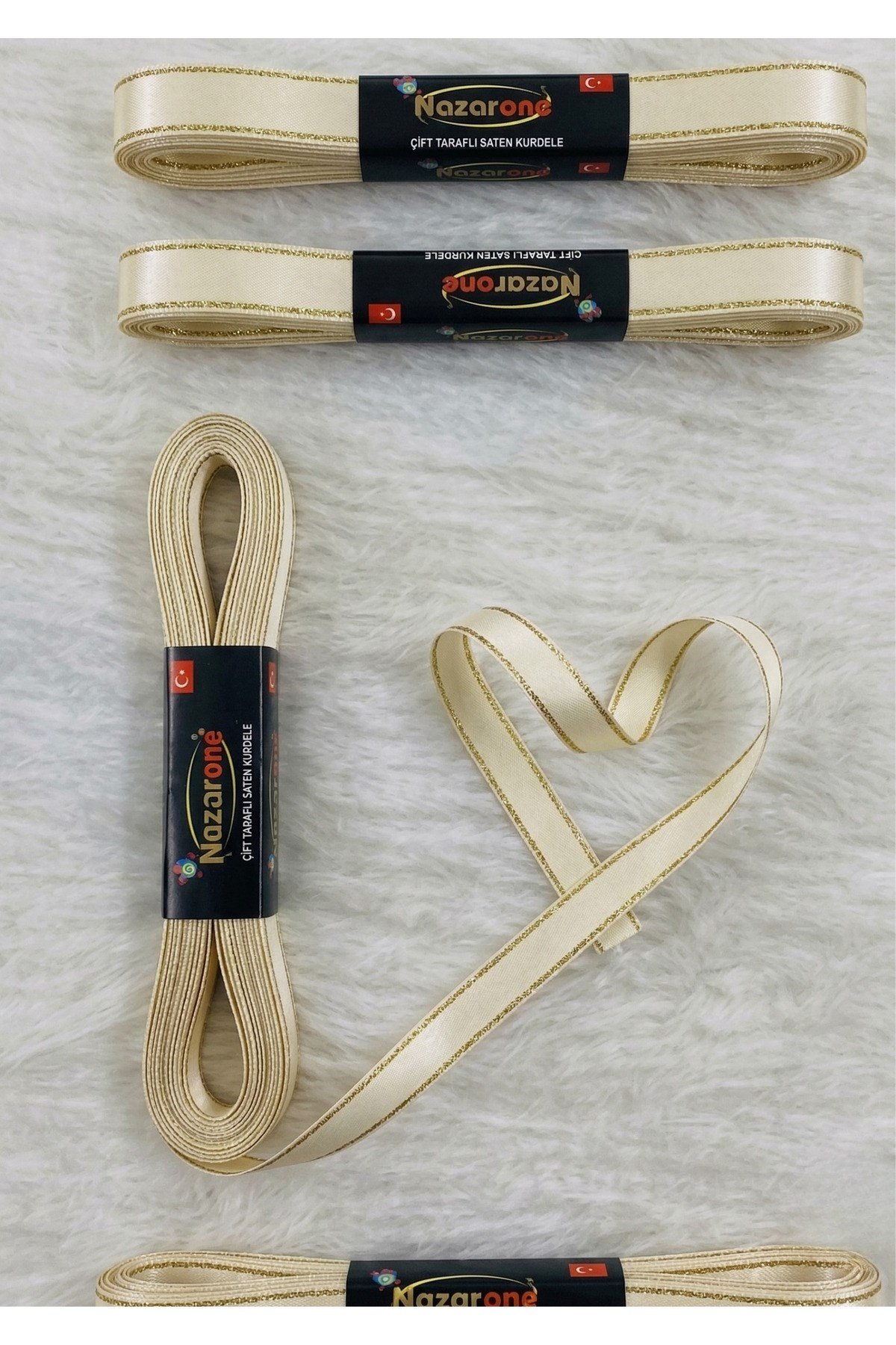 Saten Simli Kurdele 1cm-10mt-krem(103)