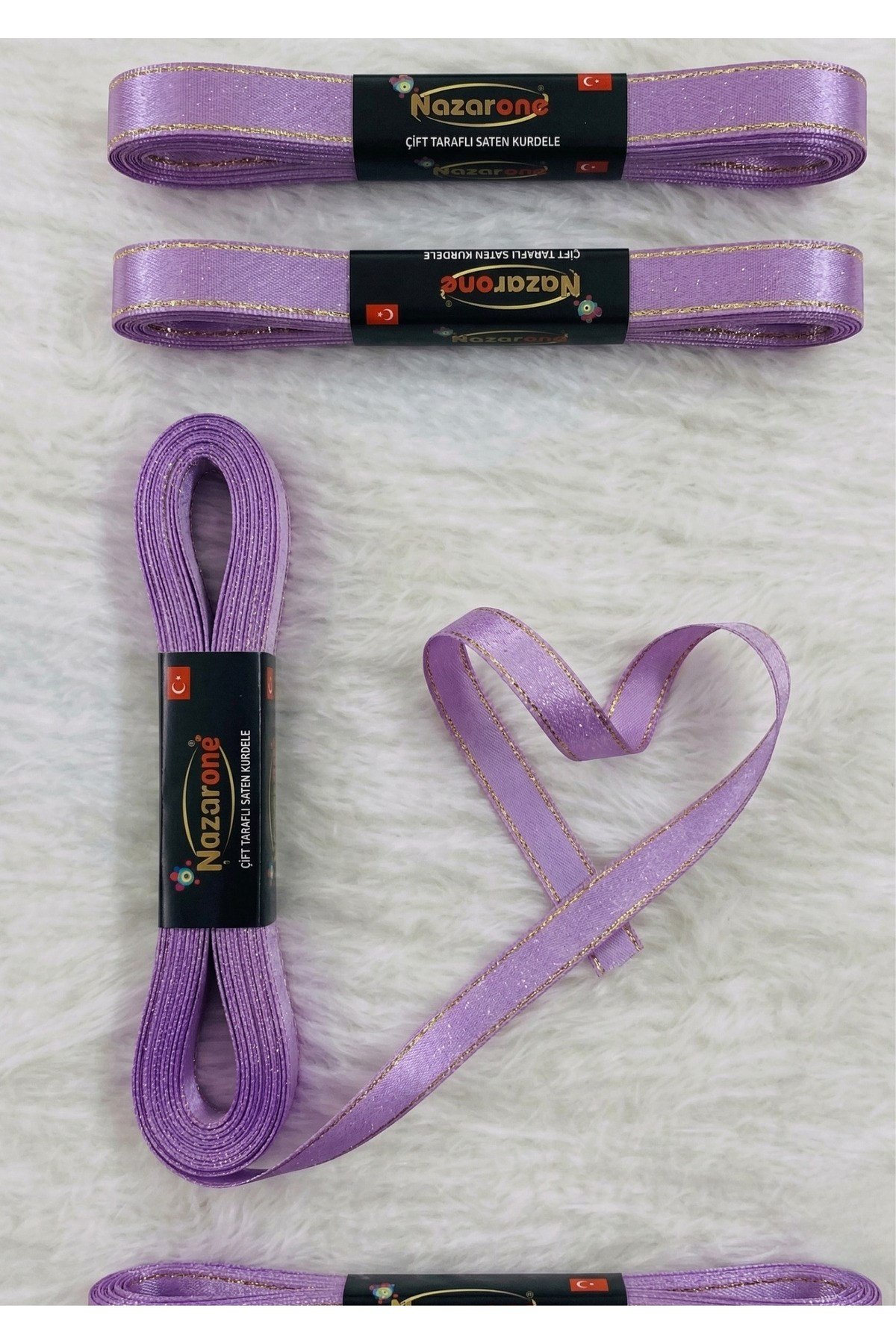 Saten Simli Kurdele 1cm-10mt-lila(805)