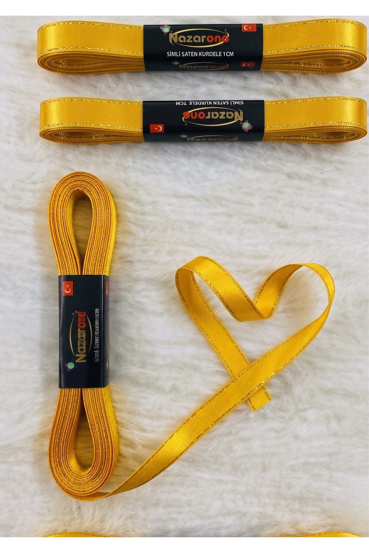 Saten Simli Kurdele 1cm-10mt-sarı(412)