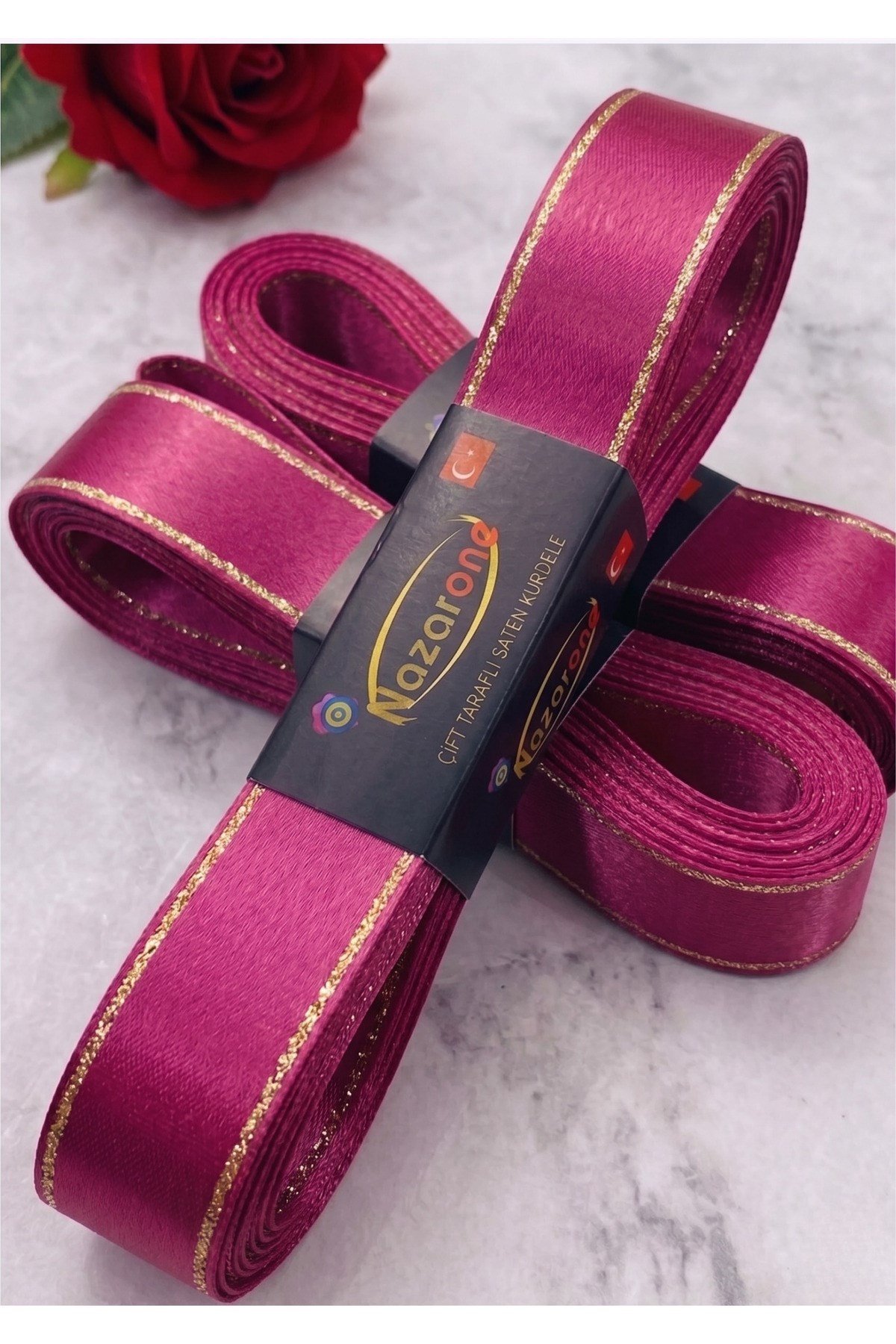 Saten Simli Kurdele 2cm-10mt-fuşya(803)