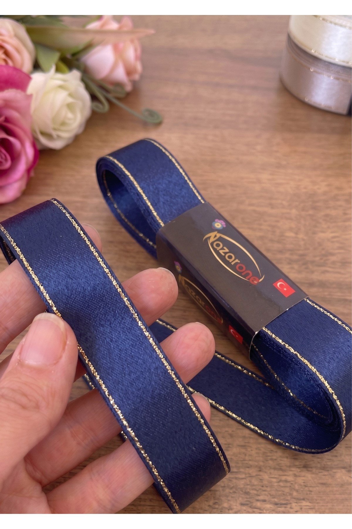 Saten Simli Kurdele 3cm-10mt-lacivert(1111)