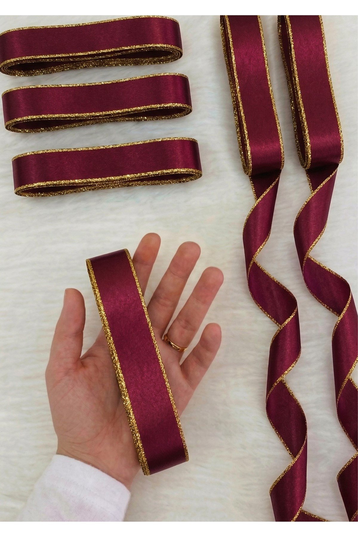 Saten Simli Kurdele 6cm-10mt-bordo(1007)