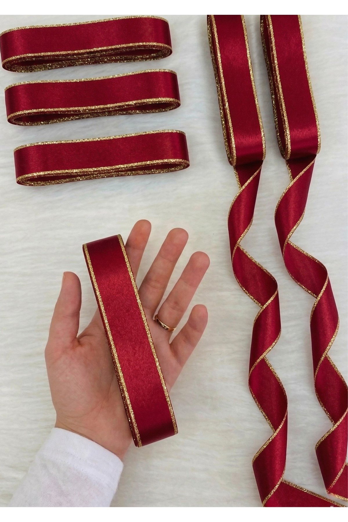 Saten Simli Kurdele 6cm-10mt-kırmızı(1102)