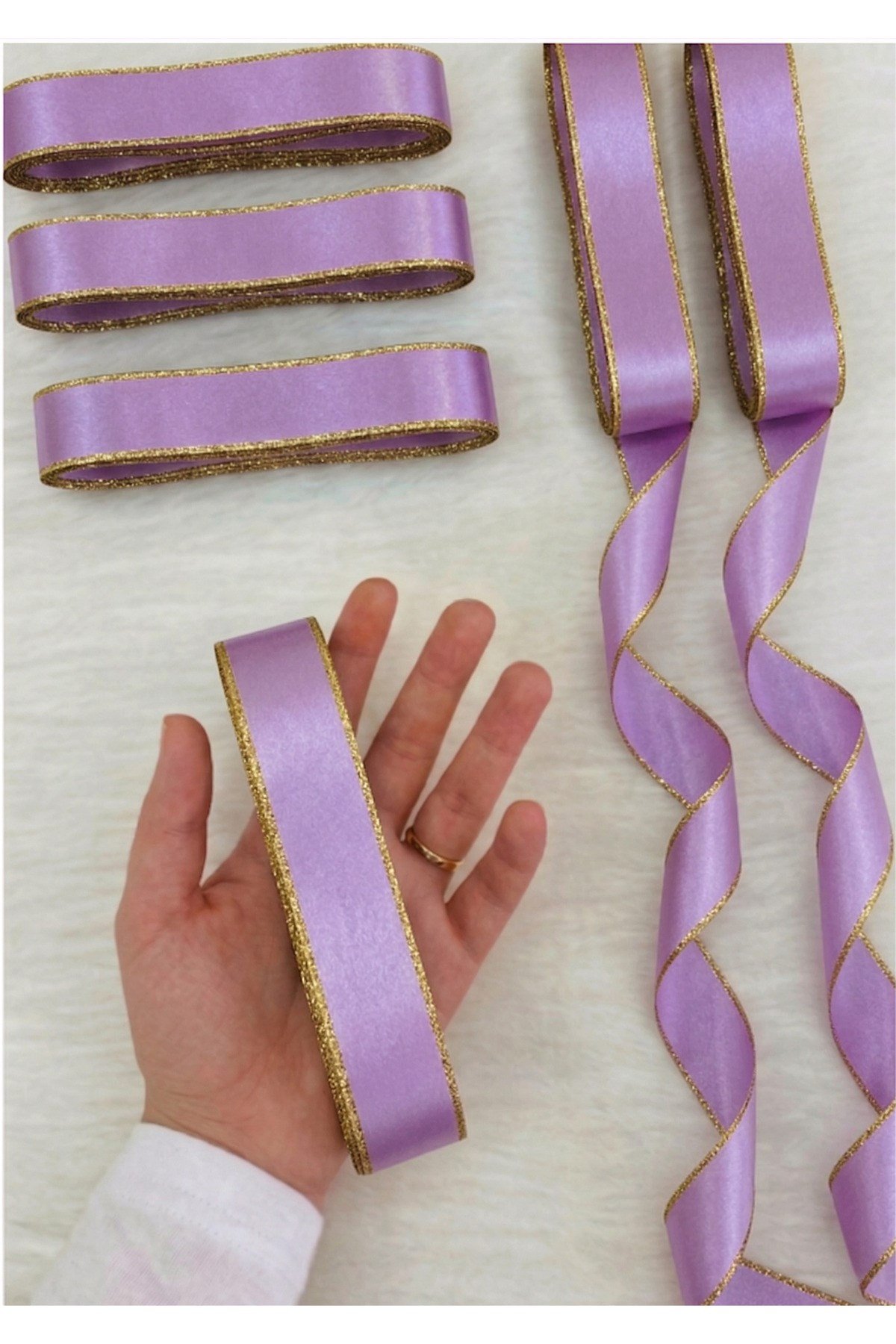 Saten Simli Kurdele 6cm-10mt-lila