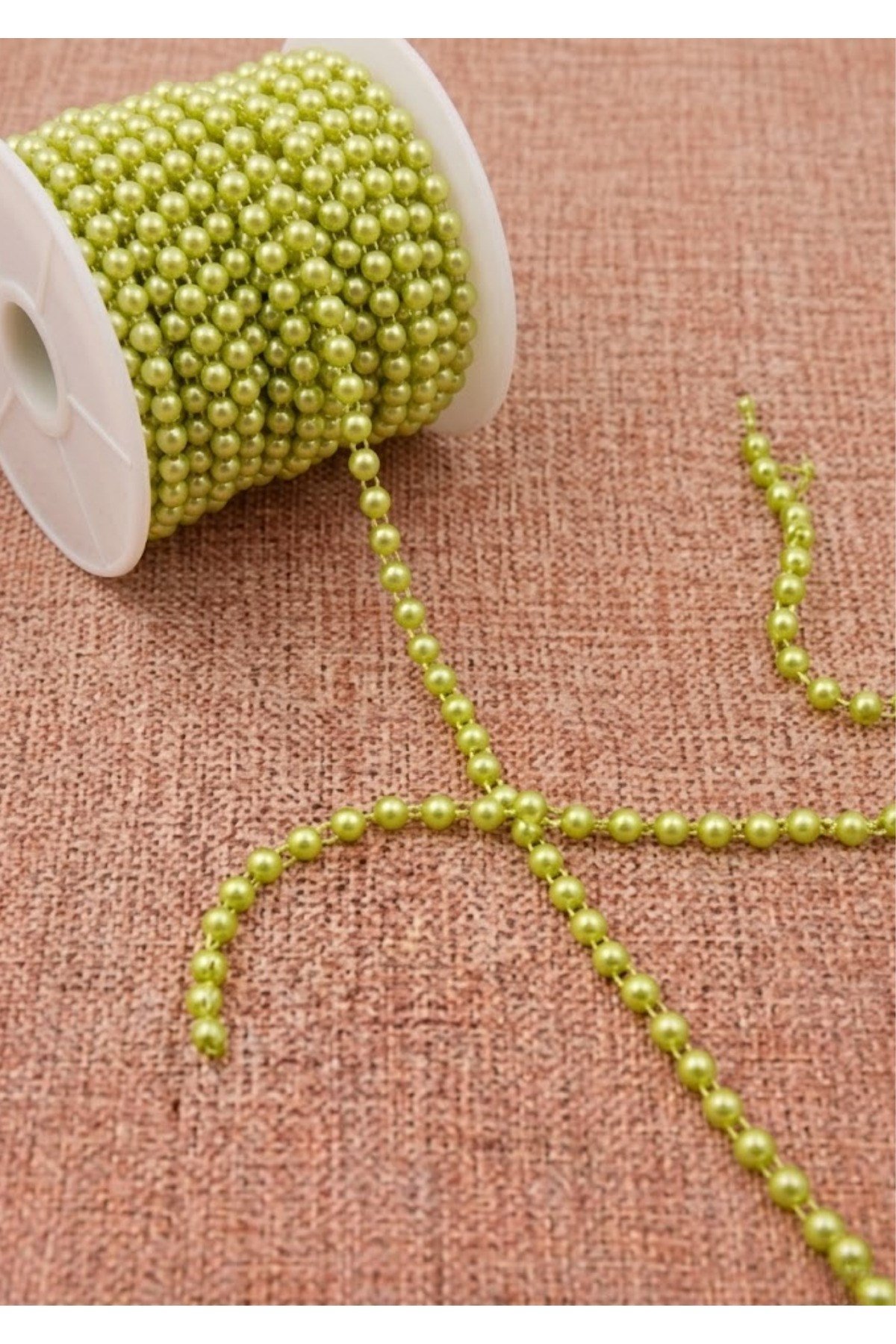 Yarım Inci Ipe Dizili Makara 23mt-aa079-mint Yeşil