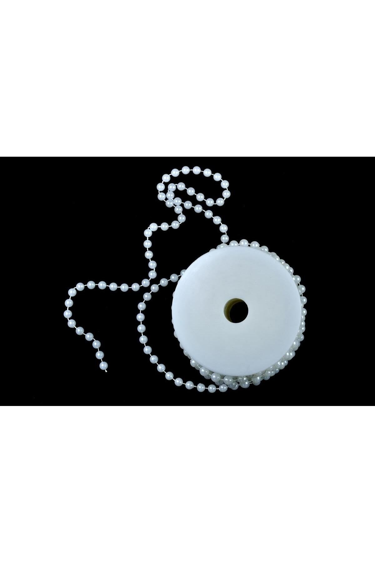 Yuvarlak Inci Ipe Dizili Makara 8mm-23mt-beyaz
