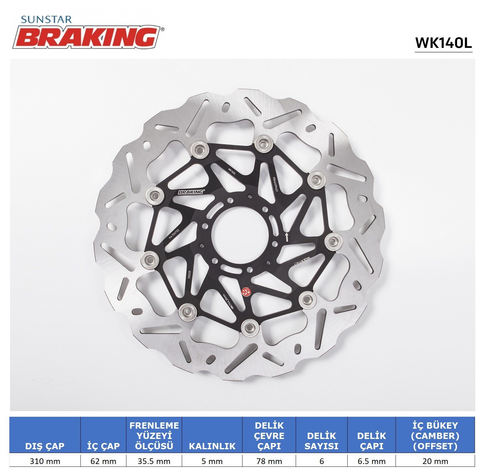 BRAKING HONDA CRF 1000-1100 / TRANSALP 750 DALGALI ÖN PERFORMANS FREN DİSKİ (SOL)
