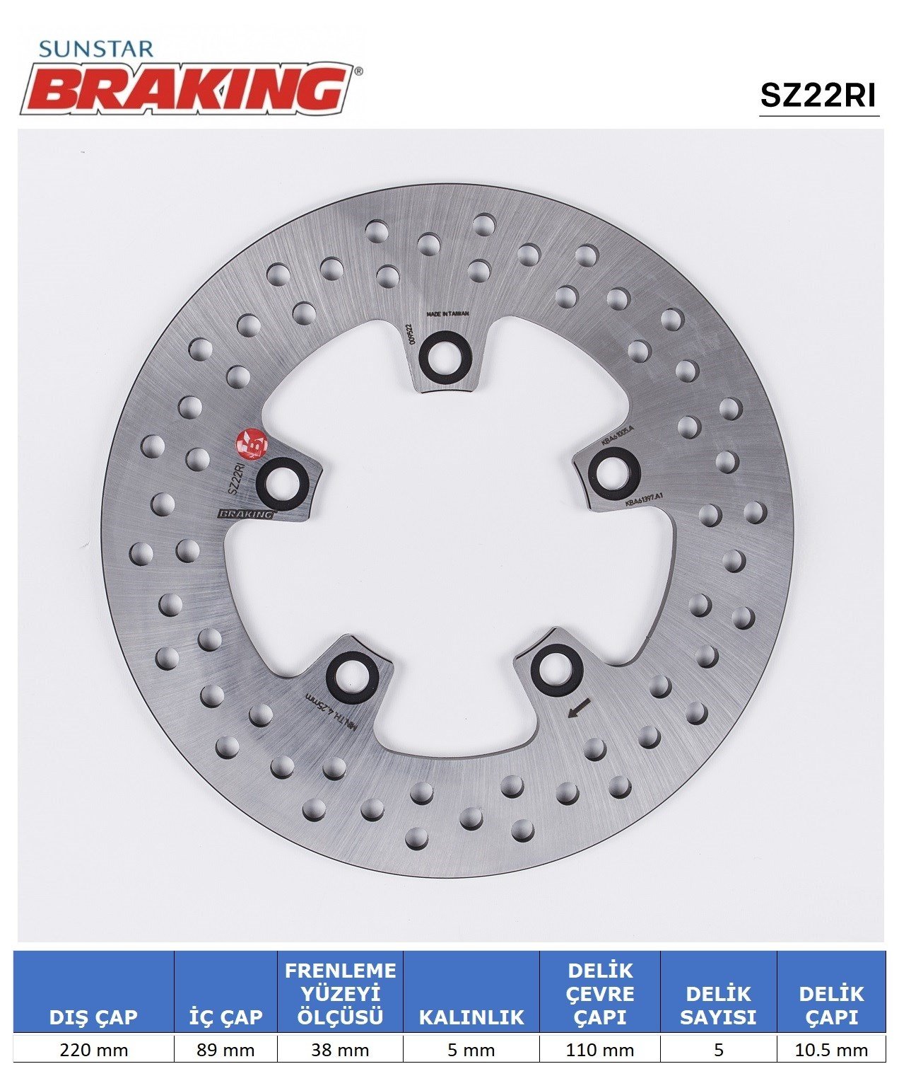 BRAKING SUZUKI GSXR 600-750-1000 / SV 650 / TL 1000 R-S YUVARLAK ARKA FREN DİSKİ