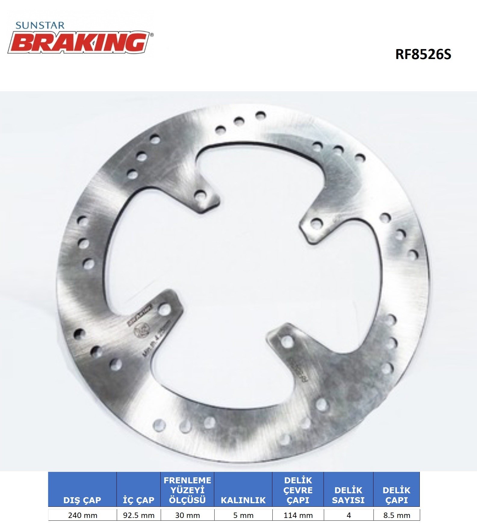 BRAKING YAMAHA X-MAX / X-CITY 250 YUVARLAK ARKA FREN DİSKİ (4 DELİK )