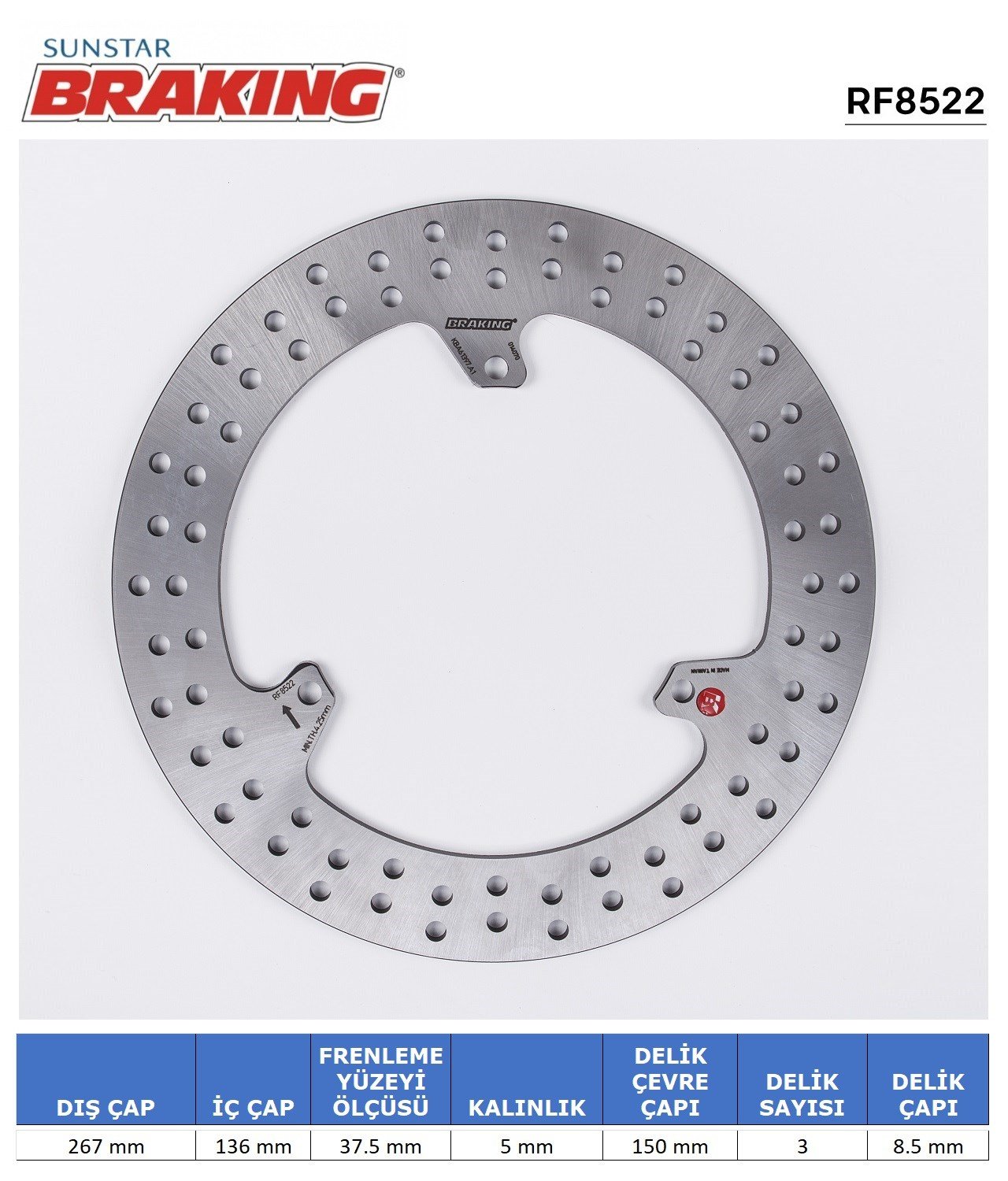 BRAKING YAMAHA X-MAX 400 YUVARLAK ARKA FREN DİSKİ