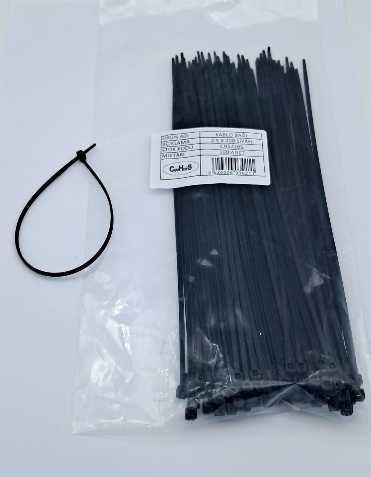 CEVHERS CIRT 2,5 MM X 200MM KABLO BAĞI İTHAL SİYAH (1 PAKET = 100 ADET )