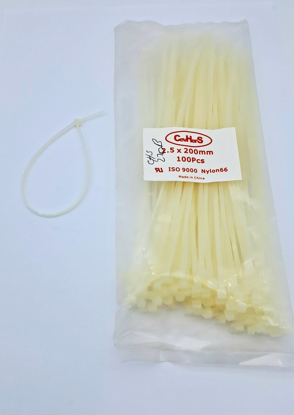 CEVHERS CIRT 2,5 MM X 200MM KABLO BAĞI İTHAL BEYAZ (1 PAKET = 100 ADET )