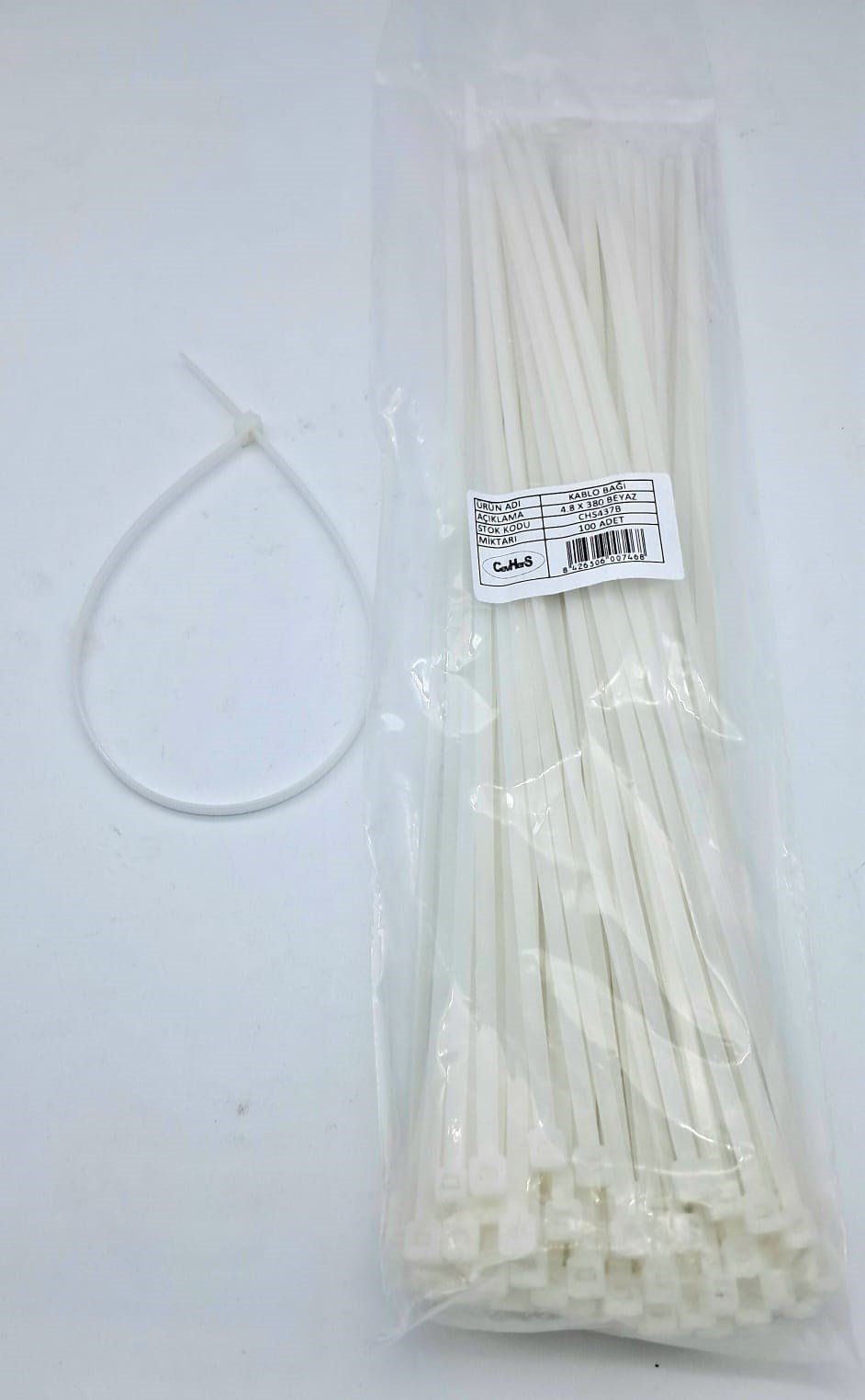 CEVHERS CIRT 4,8 MM X 400 MM KABLO BAĞI İTHAL BEYAZ (1 PAKET = 100 ADET )