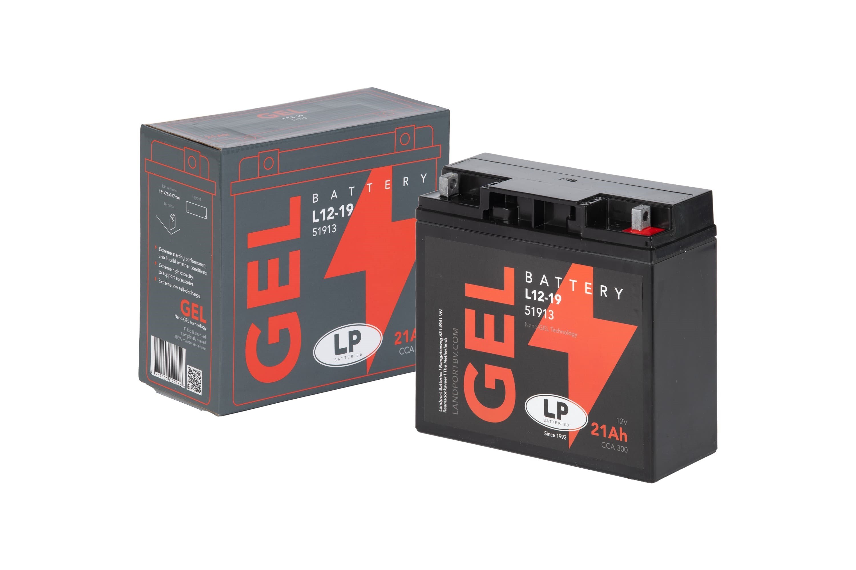 LP - LANDPORT GEL AKÜ (MG L12-19) / 21 A / KG: 6,2 / L:181 / W:76 / H:167 / CCA: 300