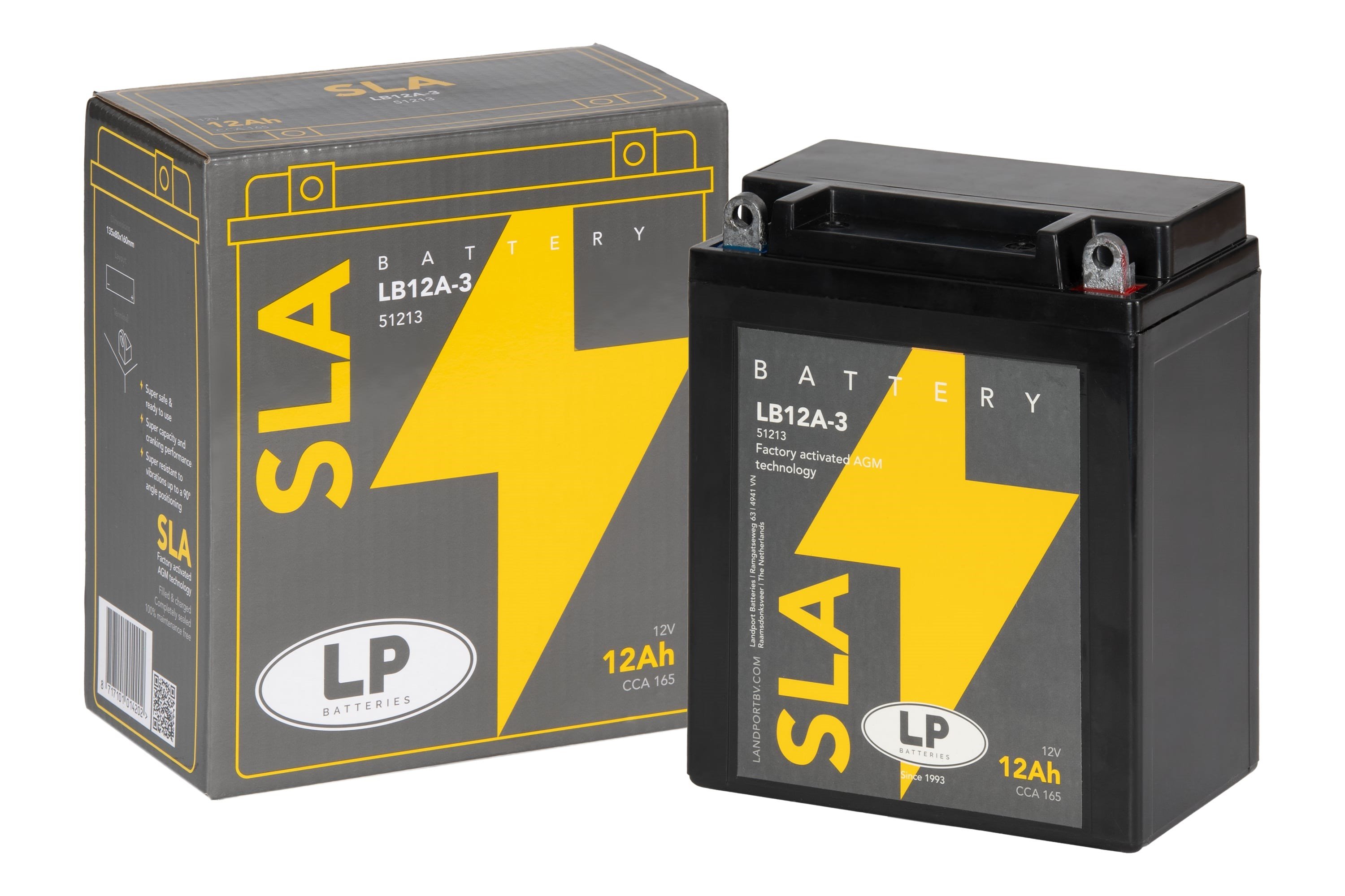 LP - LANDPORT SLA AKÜ (MB LB12A-3) / 12 A / KG: 3,9 / L:135 / W:80 / H:160 / CCA: 165
