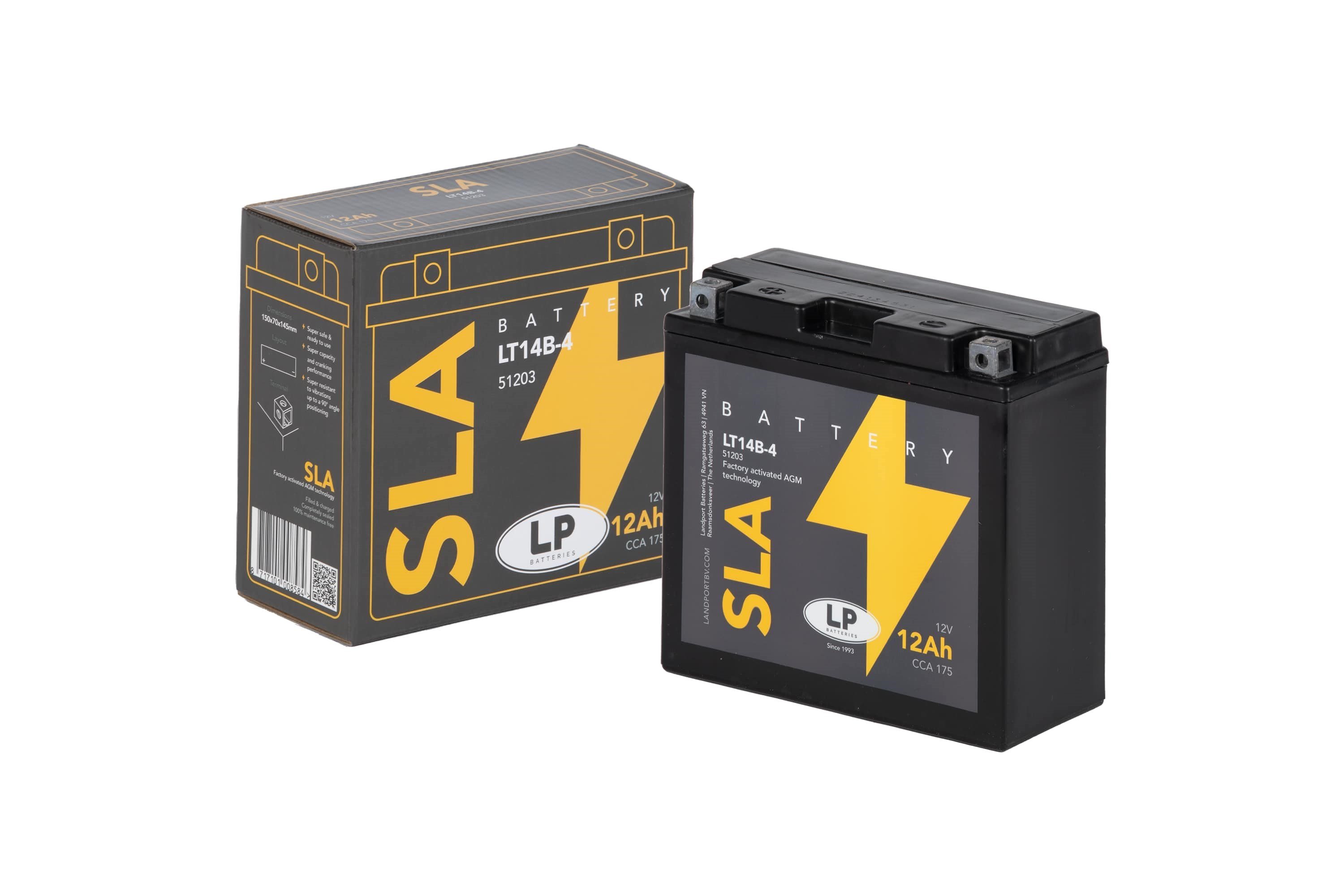 LP - LANDPORT SLA AKÜ (MB LT14B-4) / 12 A / KG: 4,14 / L:150 / W:70 / H:145 / CCA: 175