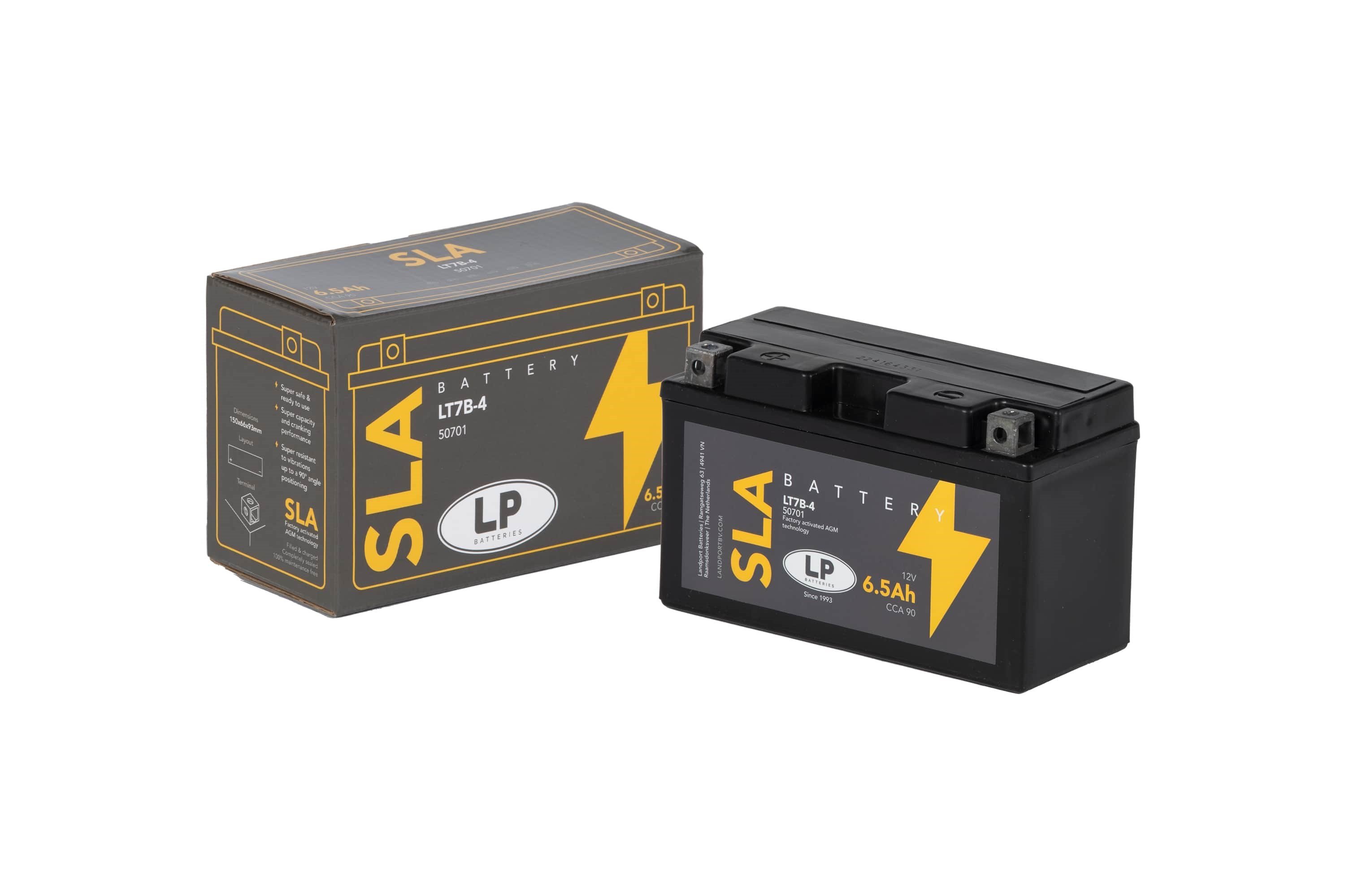 LP - LANDPORT SLA AKÜ (MB LT7B-4) / 6,5 A / KG: 2,37 / L:150 / W:66 / H:93 / CCA: 90