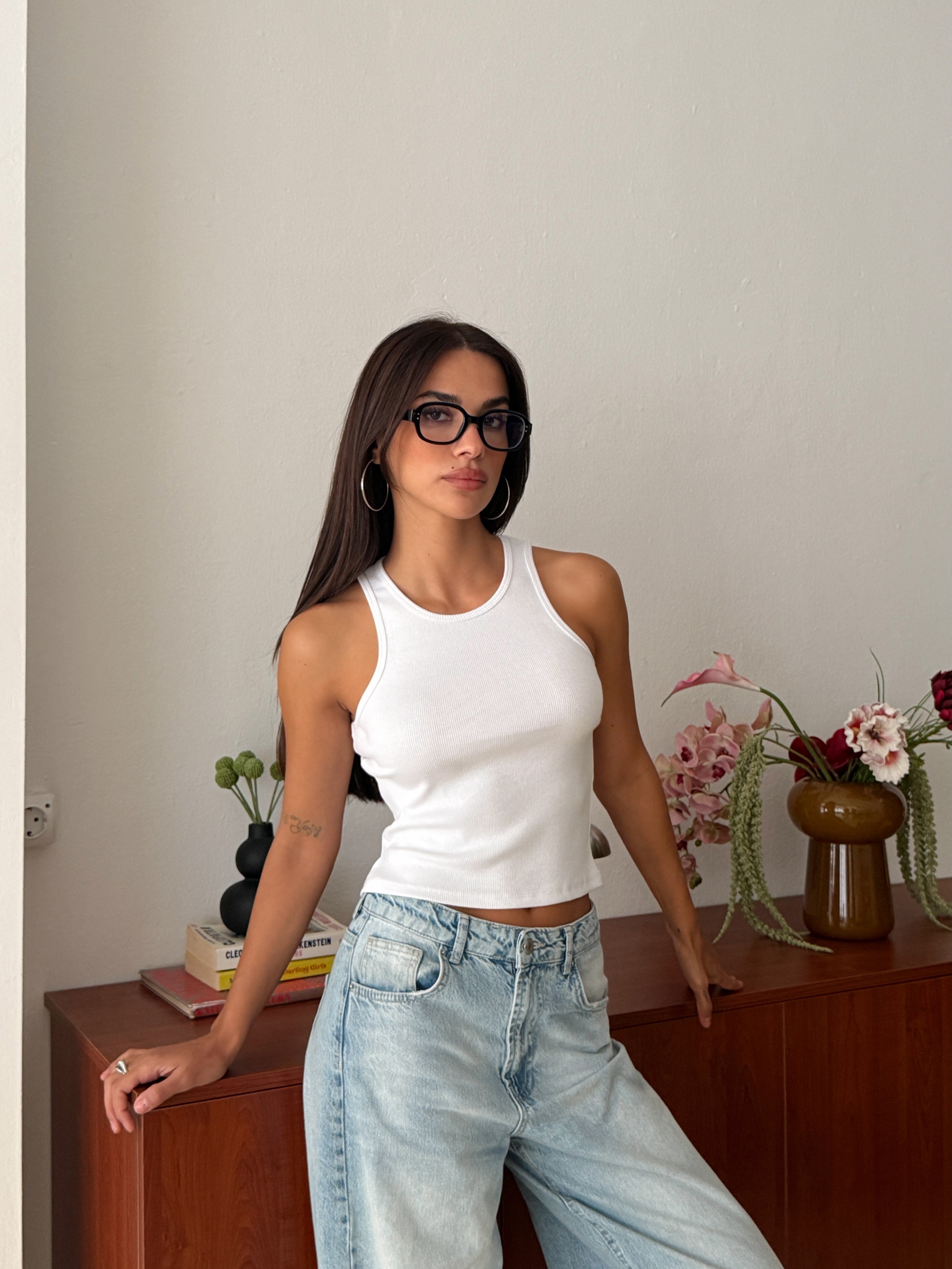 Basic Fitilli Atlet - Beyaz