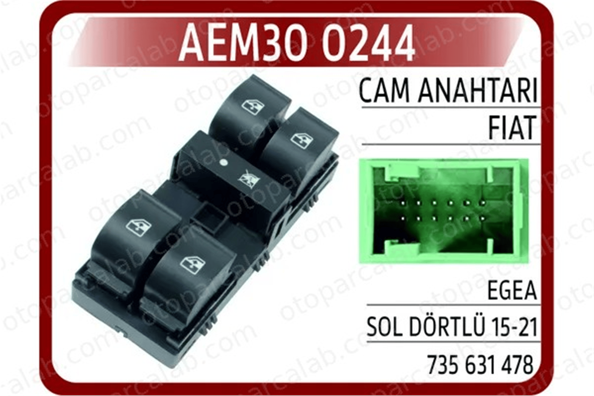 AEM 30 0244 Cam Açma Düğmesi Ön Sol FIAT TIPO Hatchback TIPO Station wagon 735631478 735604302