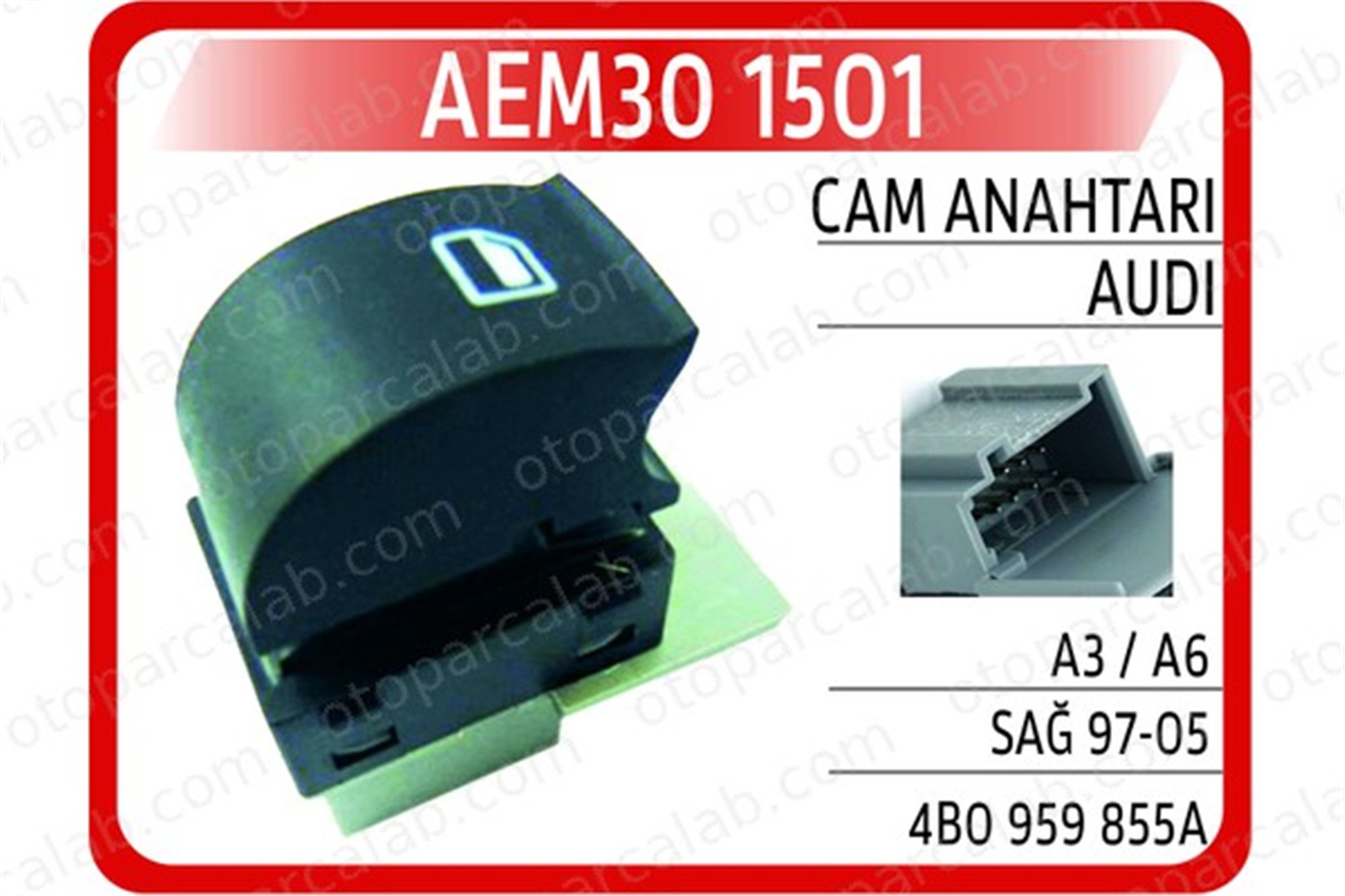 AEM 30 1501 Cam Açma Düğmesi Ön Sağ AUDI A6 C5 Avant A6 C5 4B0959855A 4B0959855