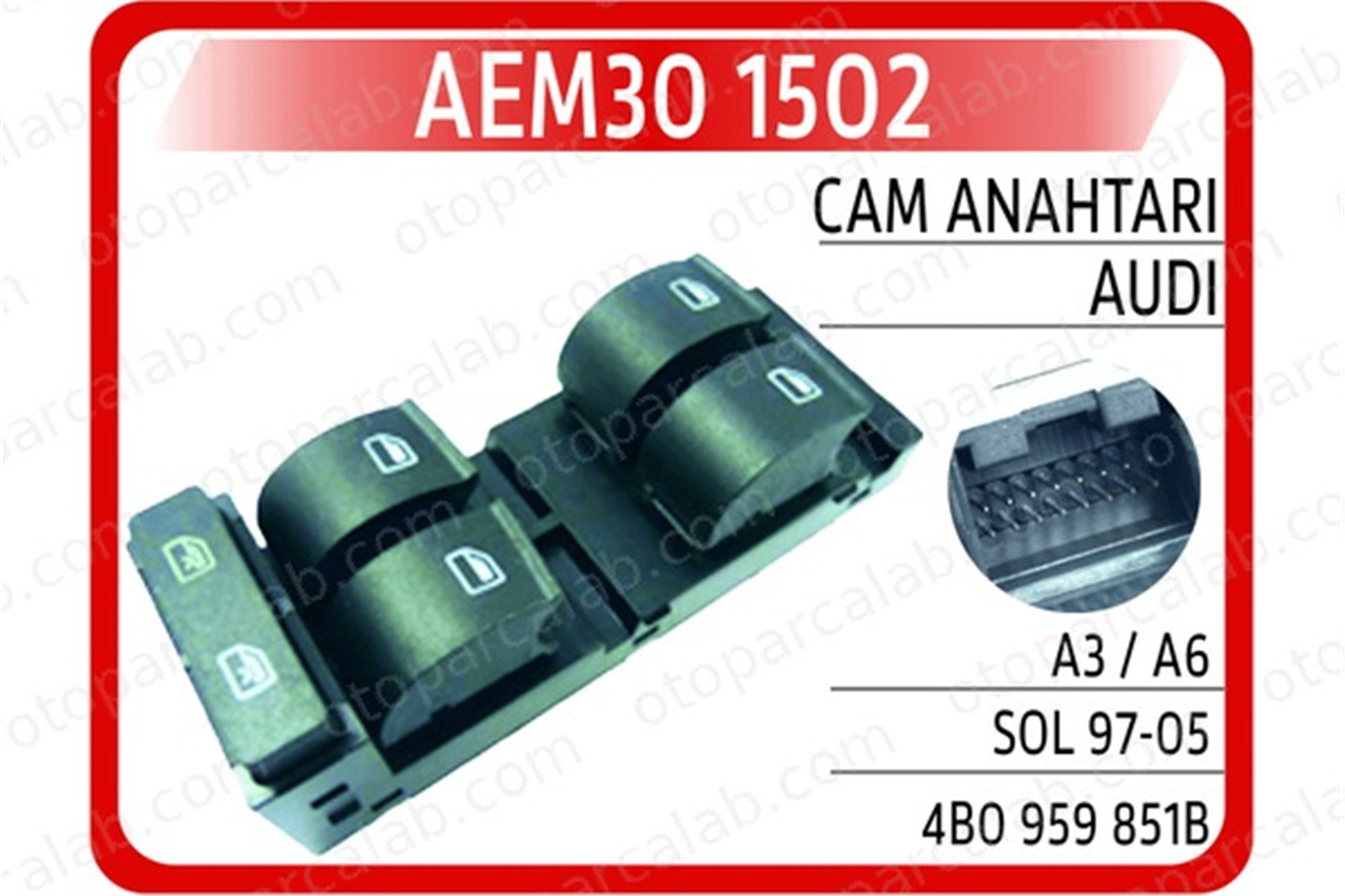 AEM 30 1502 Cam Açma Düğmesi Ön Sol AUDI A6 C5 Avant A6 C5 4B0959851B 4B0959851