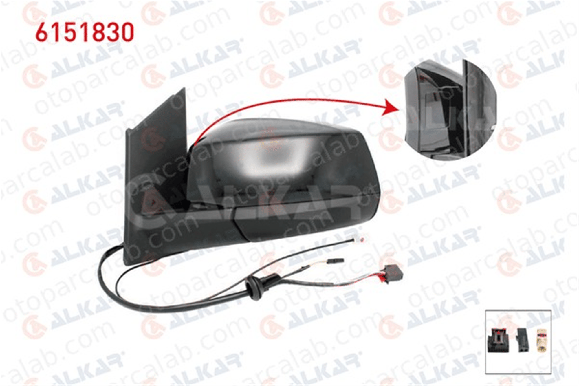 ALKAR 6151830 Dikiz Aynası Dış Sol VW CADDY V Kasa/büyük limuzin 2556364 2556368