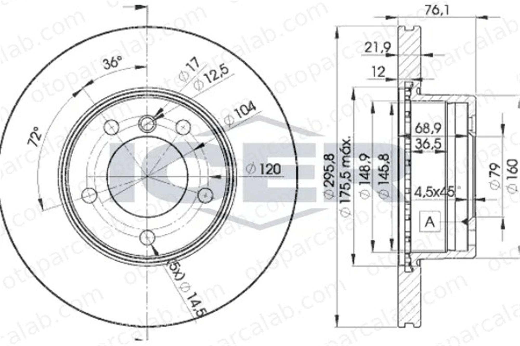 AP B2441VR Fren Disk Ayna Ön Sağ ve Sol BMW 5 5 Touring 34111163081 34111163013