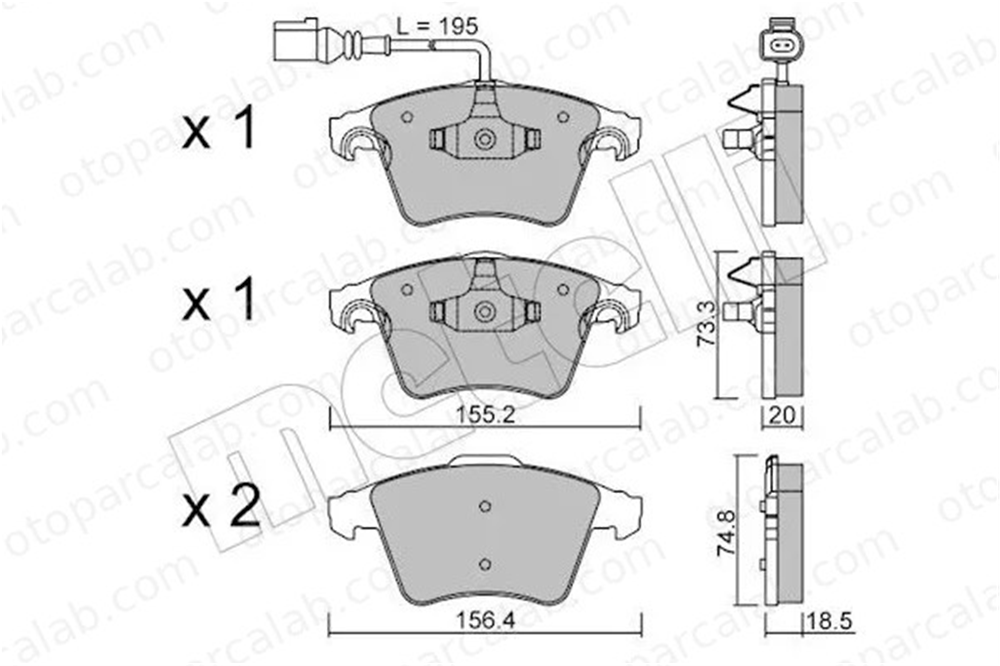 ART A06.1914 Fren Disk Balata Ön VW MULTIVAN T5 TRANSPORTER T5 Minibüs/Otobüs 7H0698151 7H0698151F