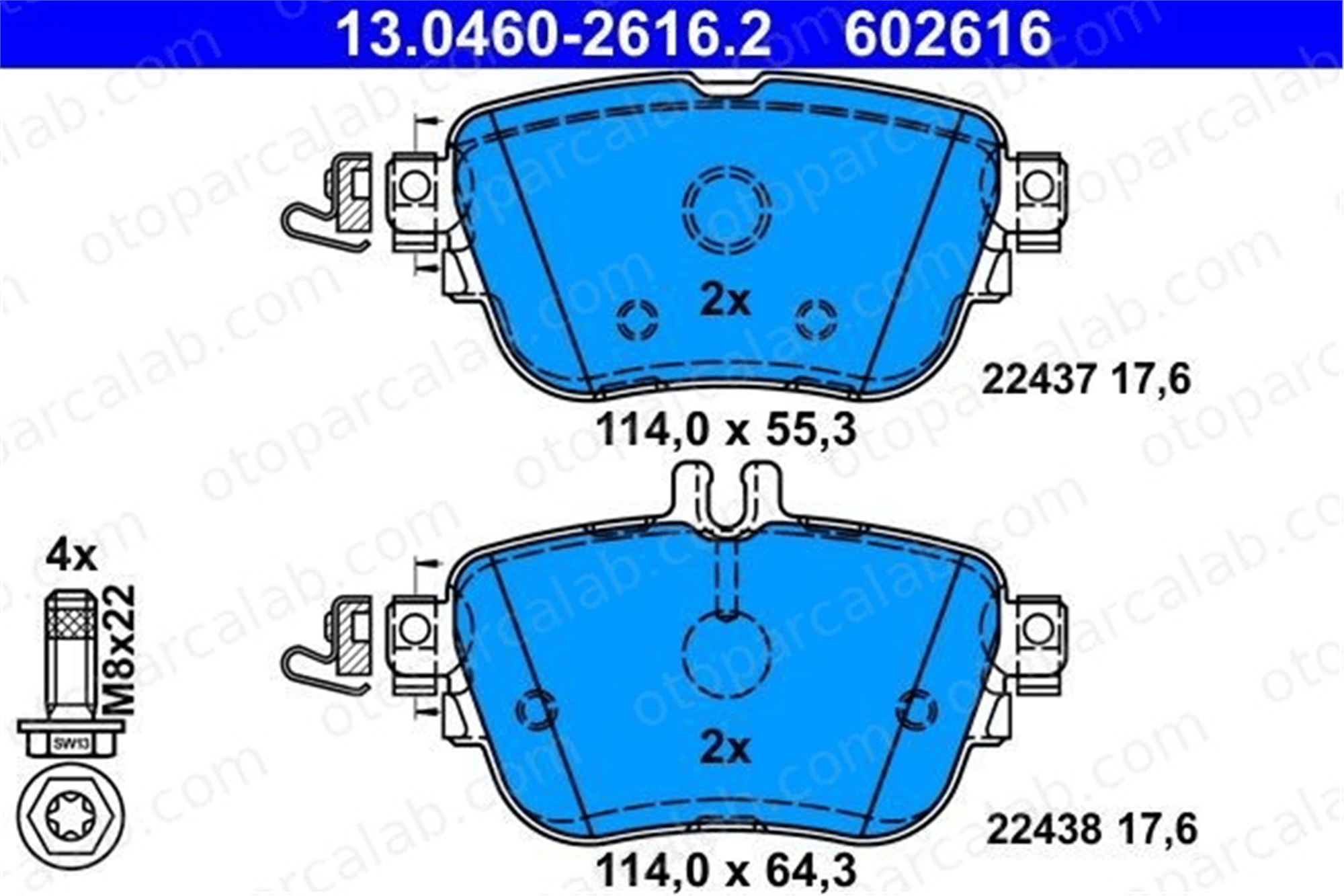 ATE 13.0460-2616.2 Fren Disk Balata Arka MERCEDES-BENZ E-SERISI E-SERISI T-Model A0004209700 4206000