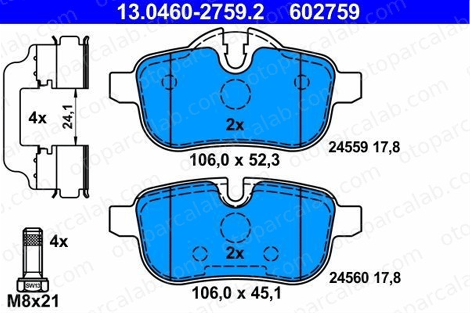 ATE 13.0460-2759.2 Fren Disk Balata Arka BMW Z4 Roadster 34216788275